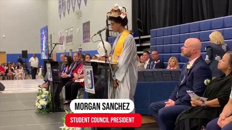 Union City High School Student Council President Morgan Sanchez speaks at graduation