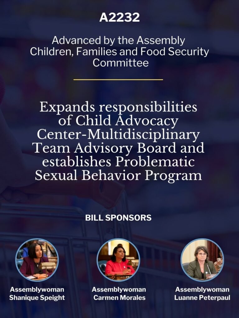Assembly bill A2232: Problematic Sexual Behavior Program, sponsors Speight, Morales, and Peterpaul