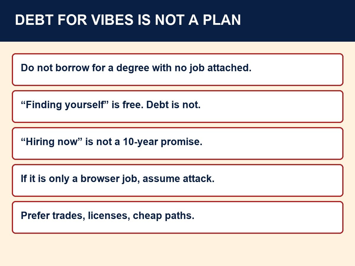 Infographic: debt for vibes is not a plan