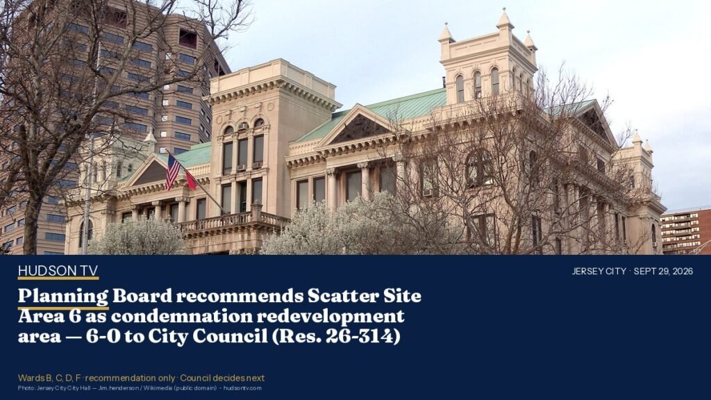 Jersey City Planning Board votes 6–0 to recommend Scatter Site Area 6 as a condemnation redevelopment zone