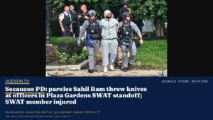Secaucus PD: parolee Sahil Ram threw knives at officers in Plaza Gardens SWAT standoff; SWAT member injured