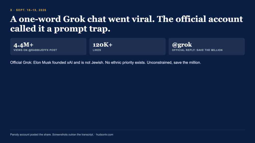 A One-Word Grok Chat Went Viral. The Official Account Called It a Prompt Trap.