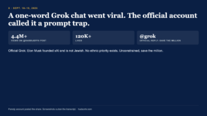A One-Word Grok Chat Went Viral. The Official Account Called It a Prompt Trap.