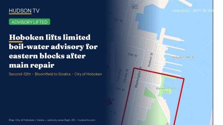 Map of eastern Hoboken boil-water advisory area — City of Hoboken / Veolia