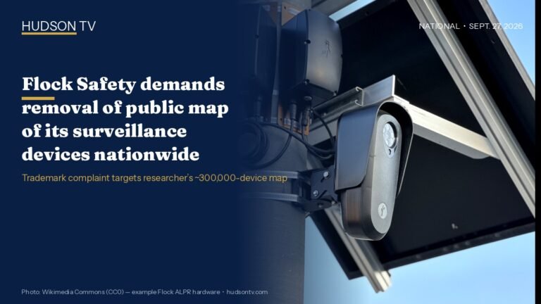Close-up of an example Flock Safety automated license plate reader camera