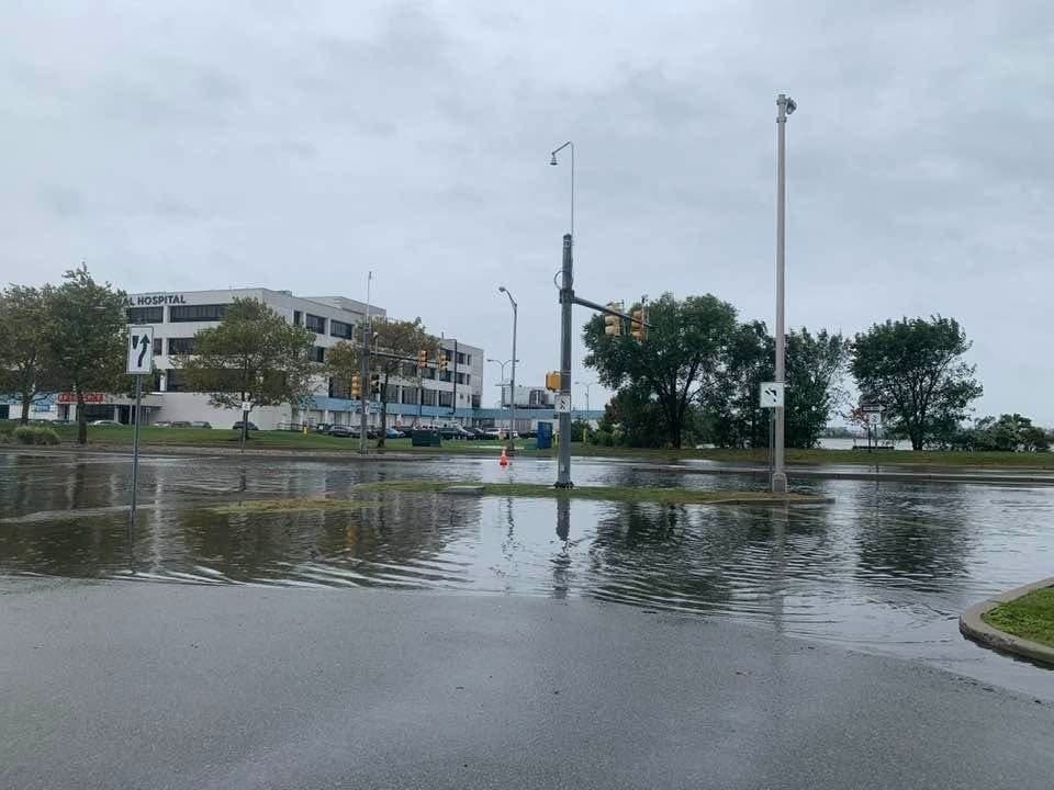 Flooded Meadowlands Parkway near Hudson Regional Hospital in Secaucus, Sept. 26, 2026
