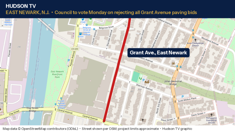 Map of Grant Avenue in East Newark, N.J.