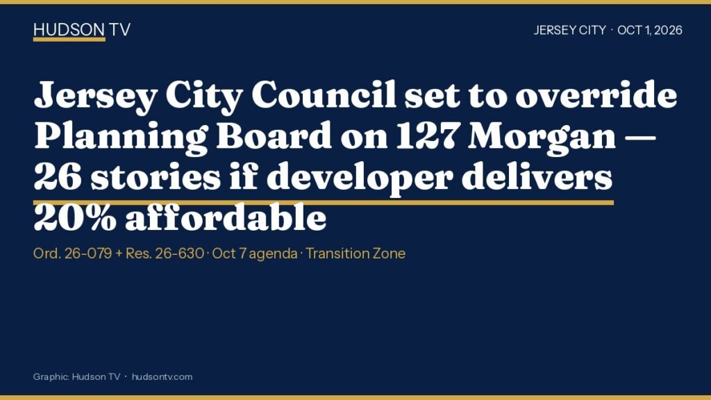 Jersey City Council set to override Planning Board on 127 Morgan — 26 stories if developer delivers 20% affordable
