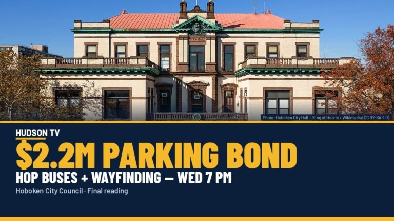 Hoboken City Hall on Washington Street — site of Wednesday City Council meeting on $2.2M Parking Utility bond