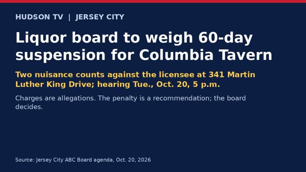Jersey City liquor board to weigh 60-day suspension for Columbia Tavern on MLK Drive over nuisance charges