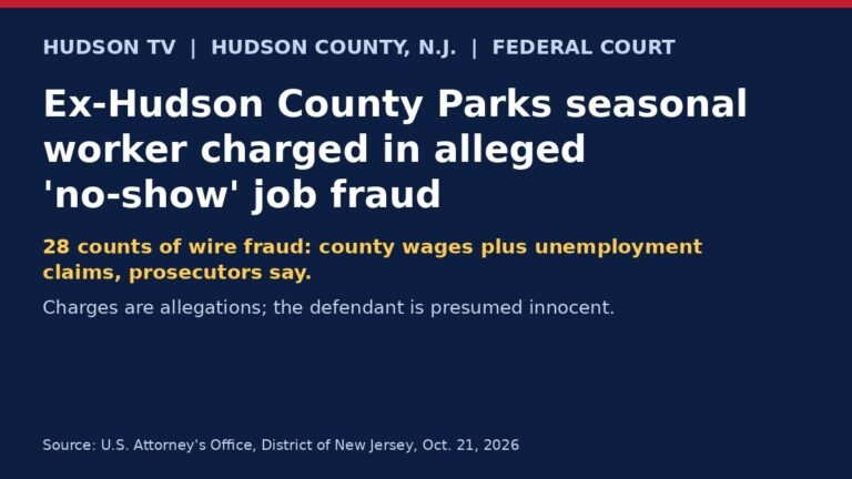 Former Hudson County Parks seasonal worker charged with 28 counts of wire fraud in alleged ‘no-show’ job scheme
