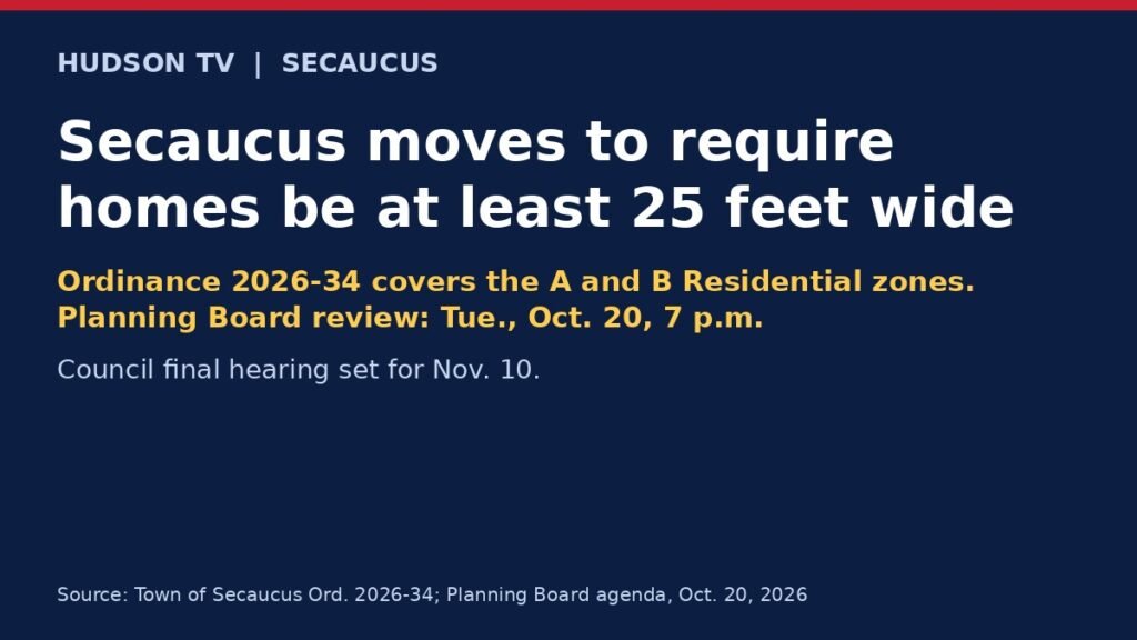 Secaucus moves to require homes in its two main residential zones to be at least 25 feet wide; Planning Board reviews it tonight
