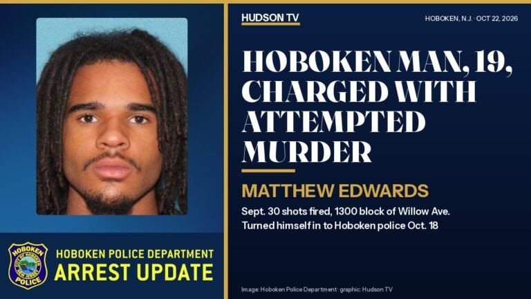 Hoboken Police Department arrest update image of Matthew Edwards, 19, of Hoboken, N.J.