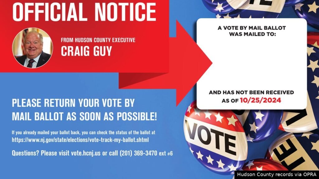 Hudson County, N.J. paid more than $75,000 for 2024 election mailers carrying Craig Guy's name and photo, records show