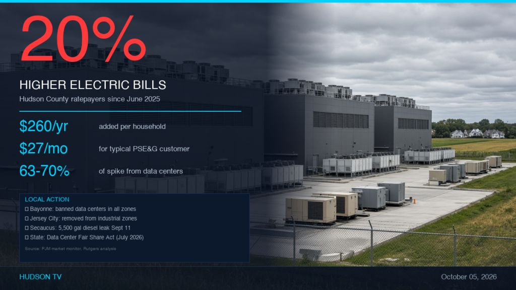 Hudson County households paid the same 17–20% electric increase that hit New Jersey in June 2025