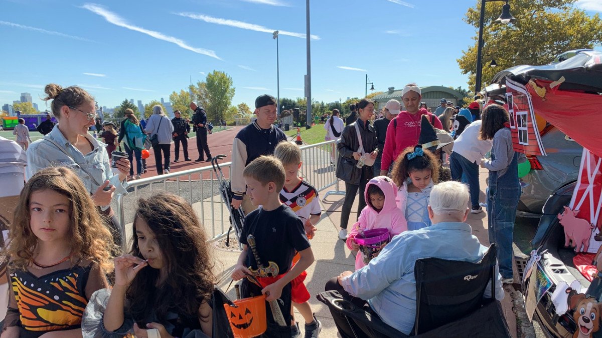 Weehawken Children Go Trick Or Treating On Waterfront